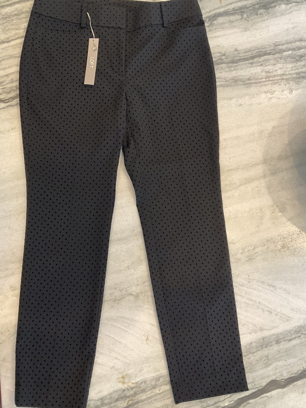 LOFT Black Polka Dot Ankle Pants